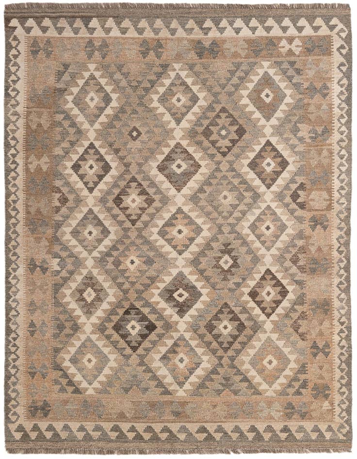 Detail image of 4' 11 x 7' Hand Woven Kilim Maymana Wool Rug