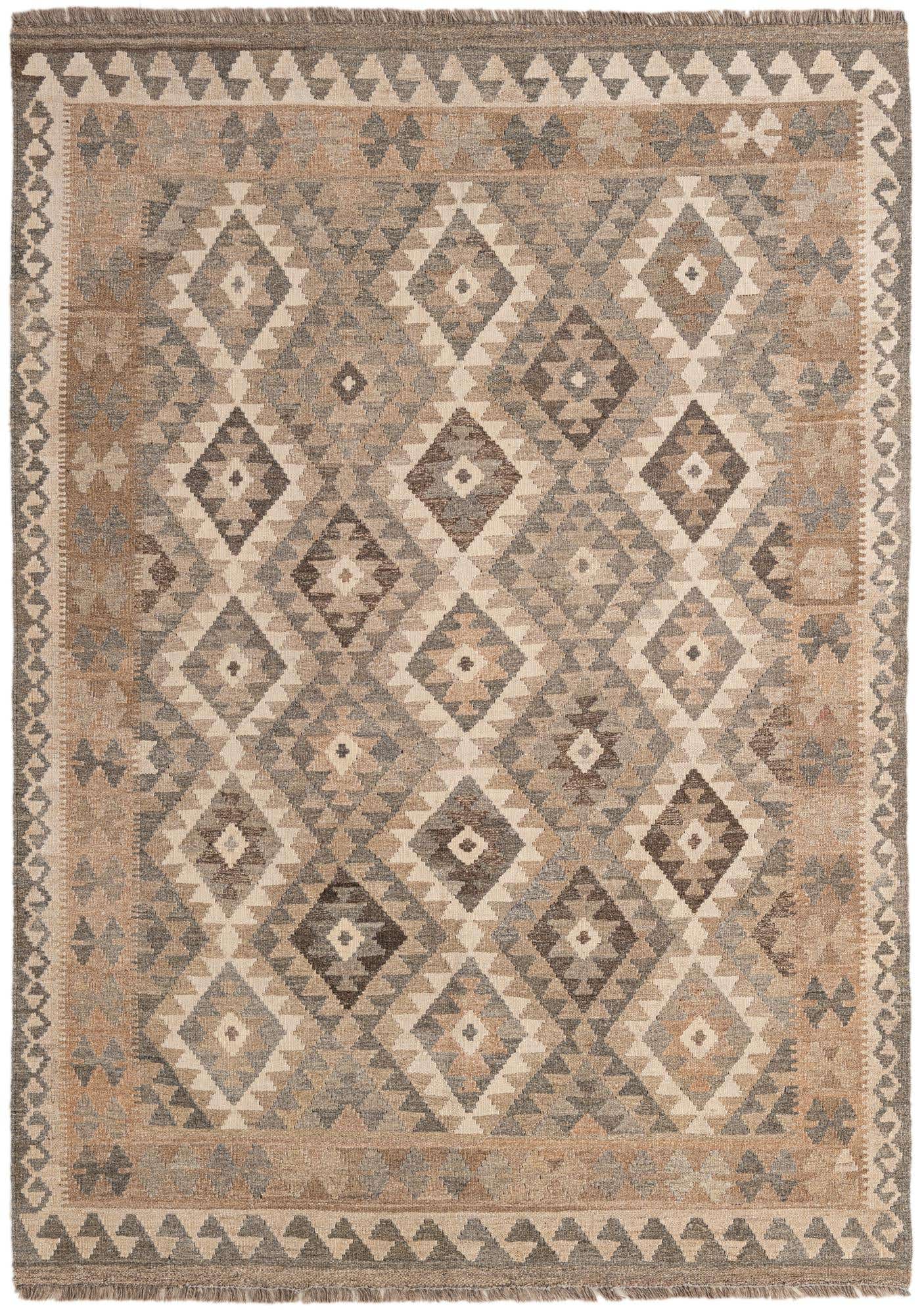4' 11 x 7' Hand Woven Kilim Maymana Wool Rug