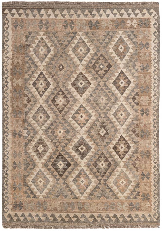 Detail image of 4' 11 x 7' Hand Woven Kilim Maymana Wool Rug
