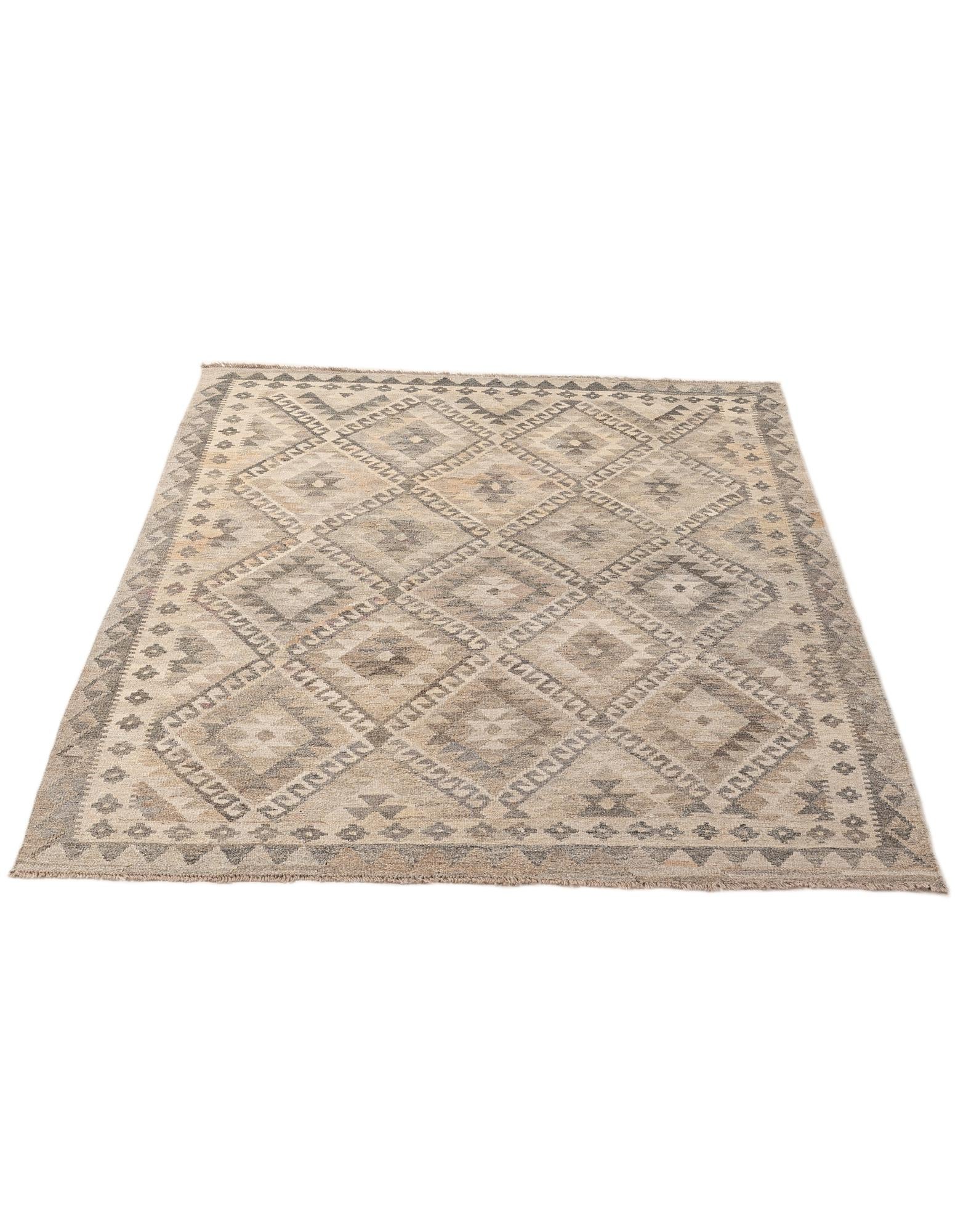 4' 11 x 6' 10 Hand Woven Kilim Maymana Wool Rug