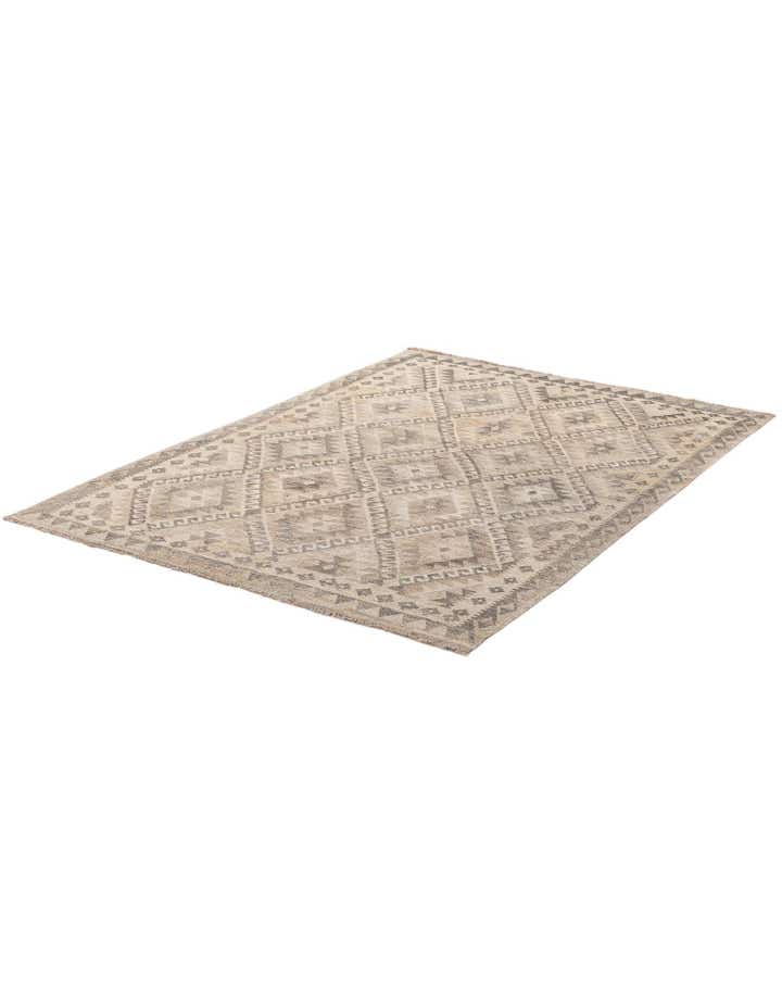 4' 11 x 6' 10 Hand Woven Kilim Maymana Wool Rug