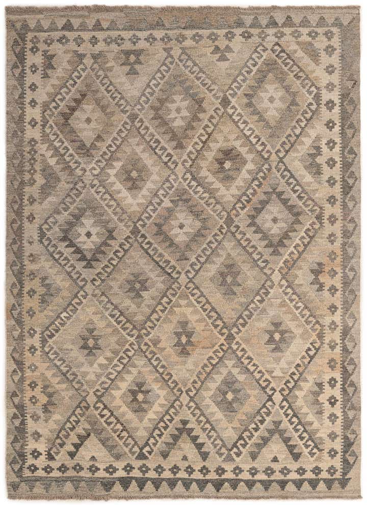 4' 11 x 6' 10 Hand Woven Kilim Maymana Wool Rug