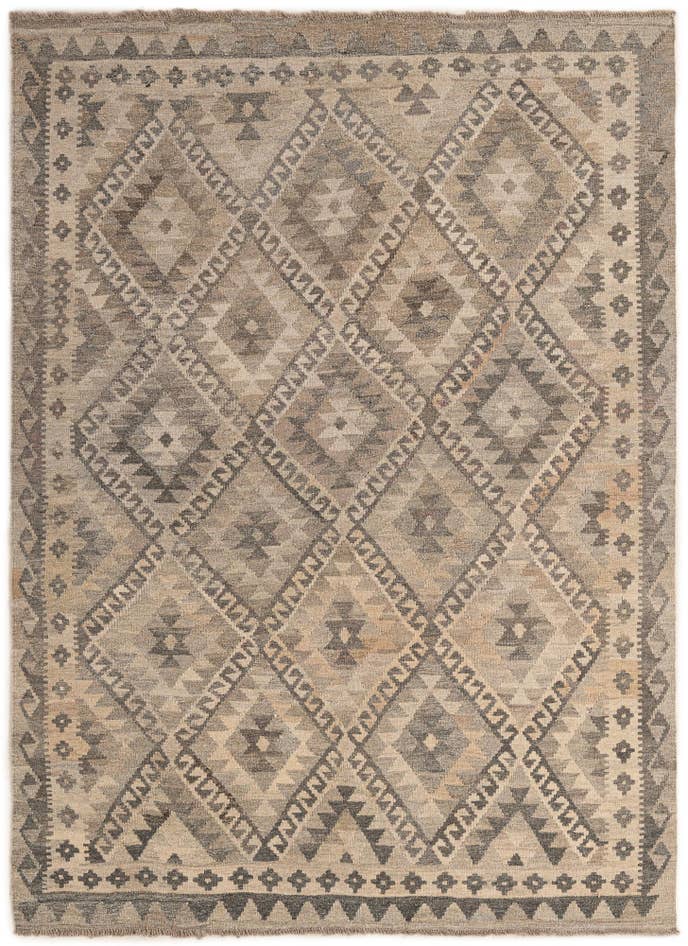 Detail image of 4' 11 x 6' 10 Hand Woven Kilim Maymana Wool Rug