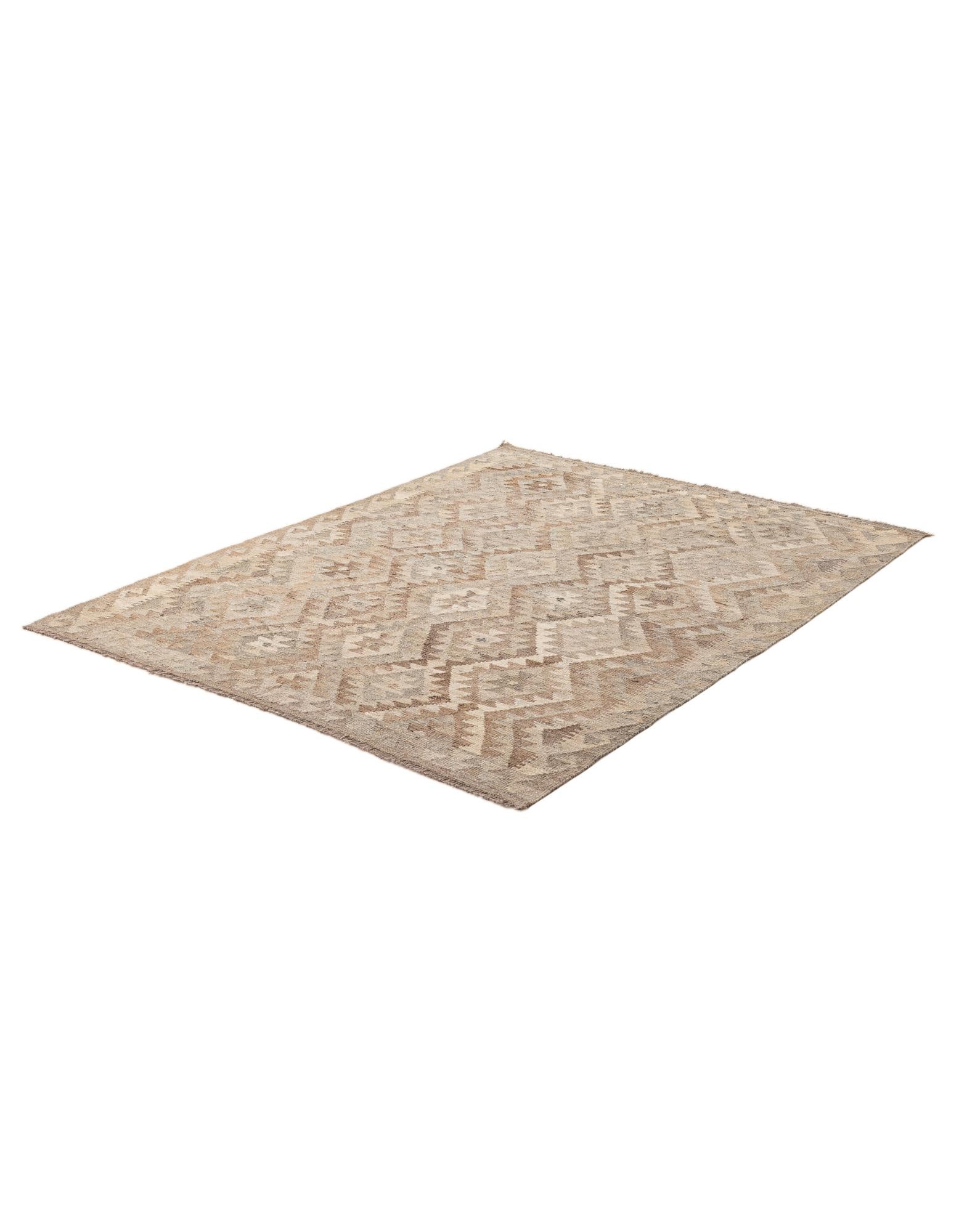 5' 1 x 6' 9 Hand Woven Kilim Maymana Wool Rug