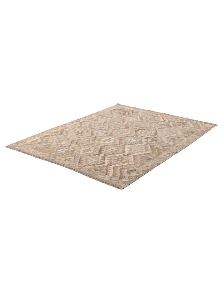 5' 1 x 6' 9 Hand Woven Kilim Maymana Wool Rug