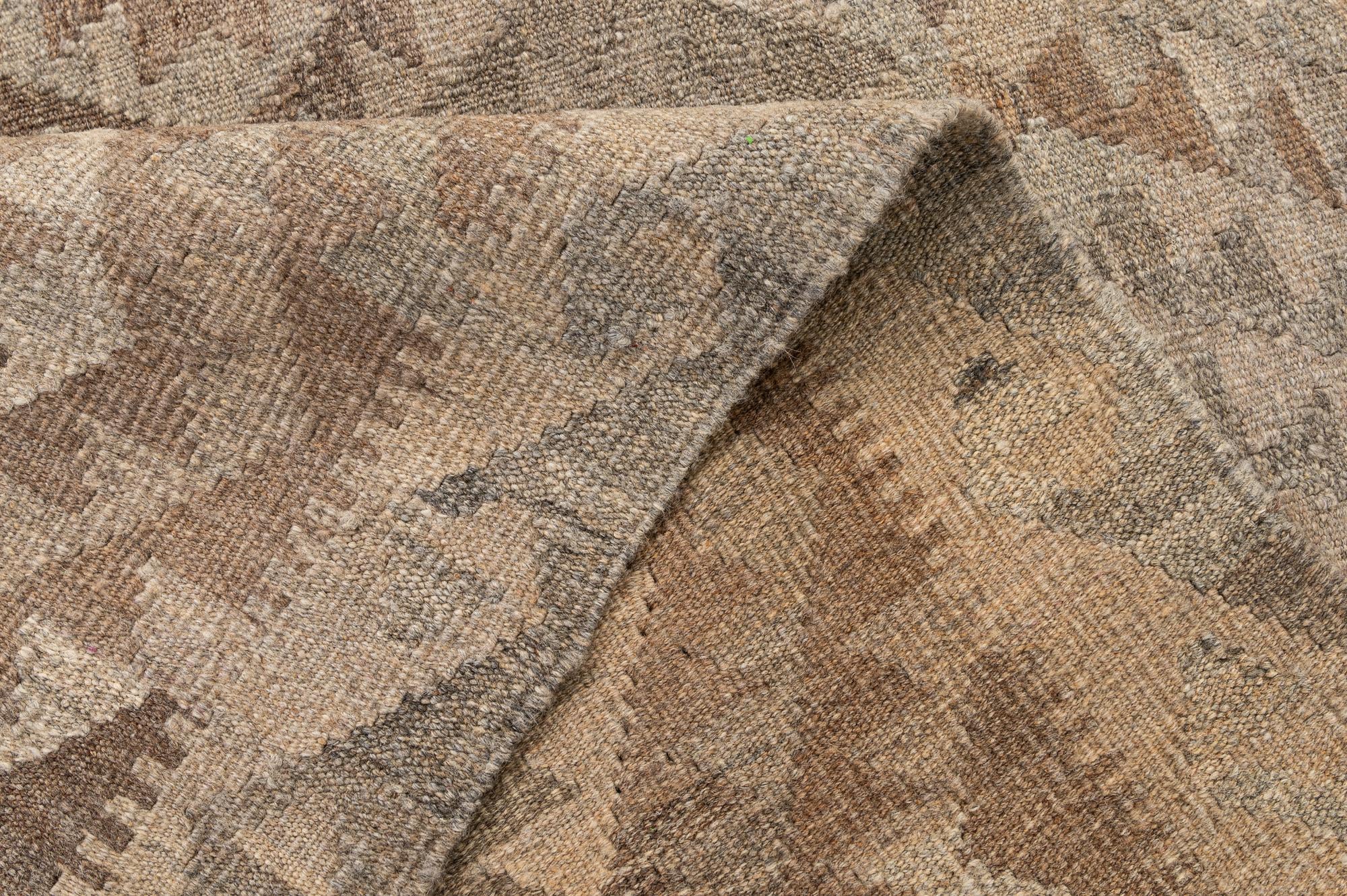 5' 1 x 6' 9 Hand Woven Kilim Maymana Wool Rug