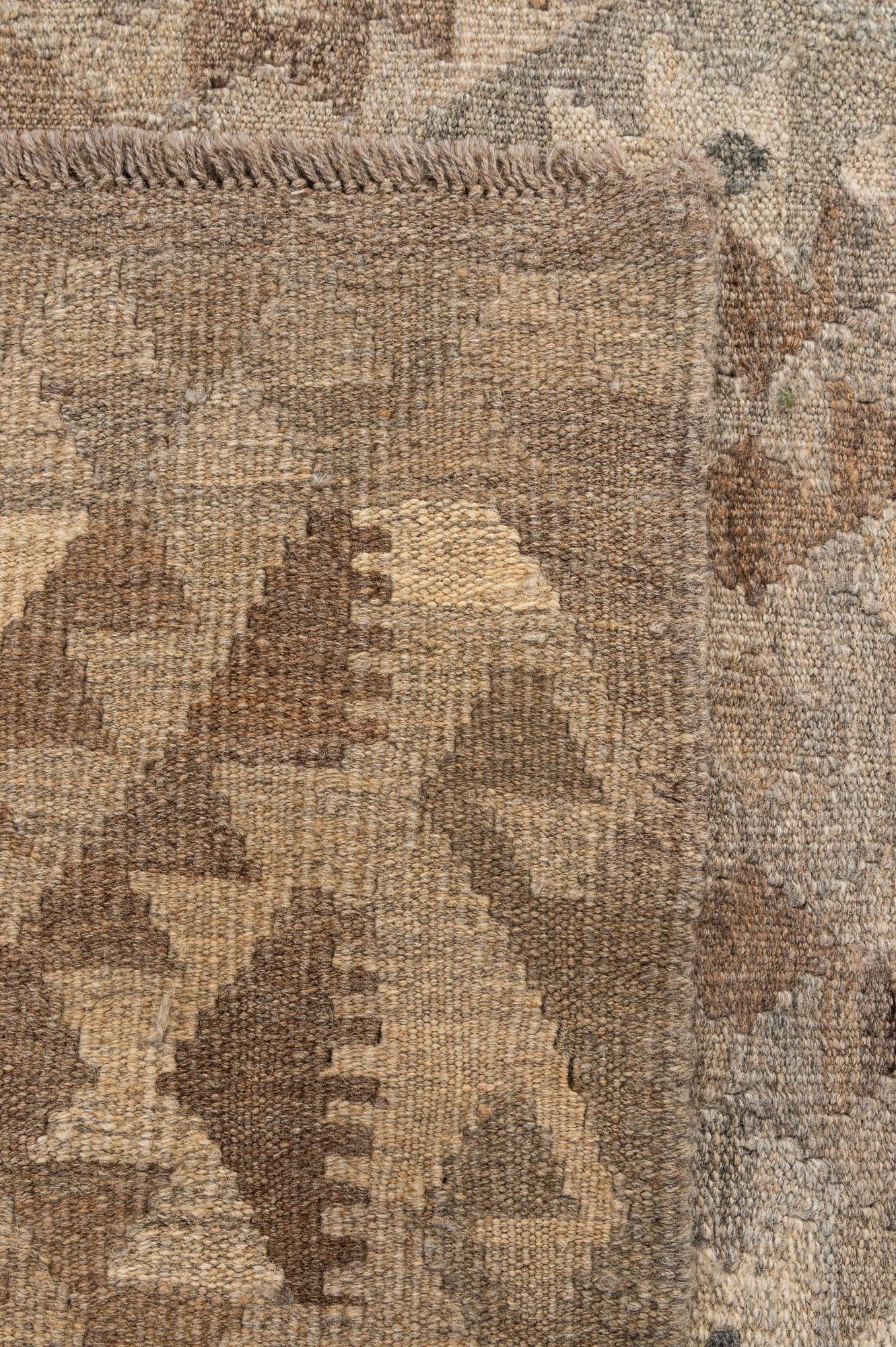 5' 1 x 6' 9 Hand Woven Kilim Maymana Wool Rug