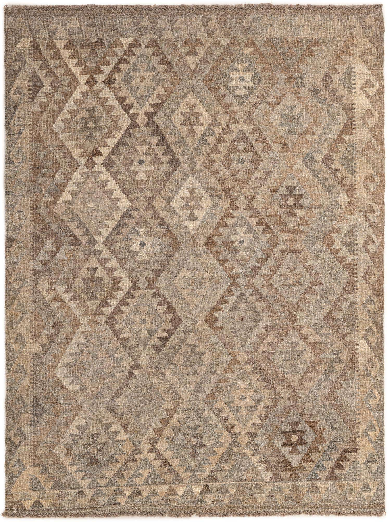 5' 1 x 6' 9 Hand Woven Kilim Maymana Wool Rug