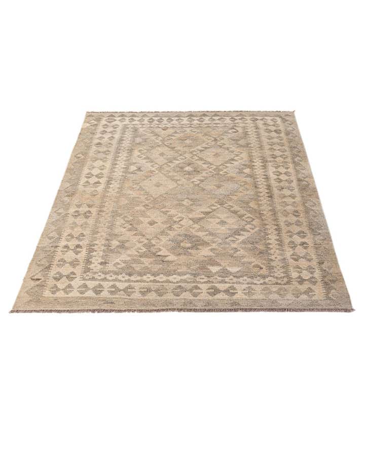 4' 10 x 6' 10 Hand Woven Kilim Maymana Wool Rug