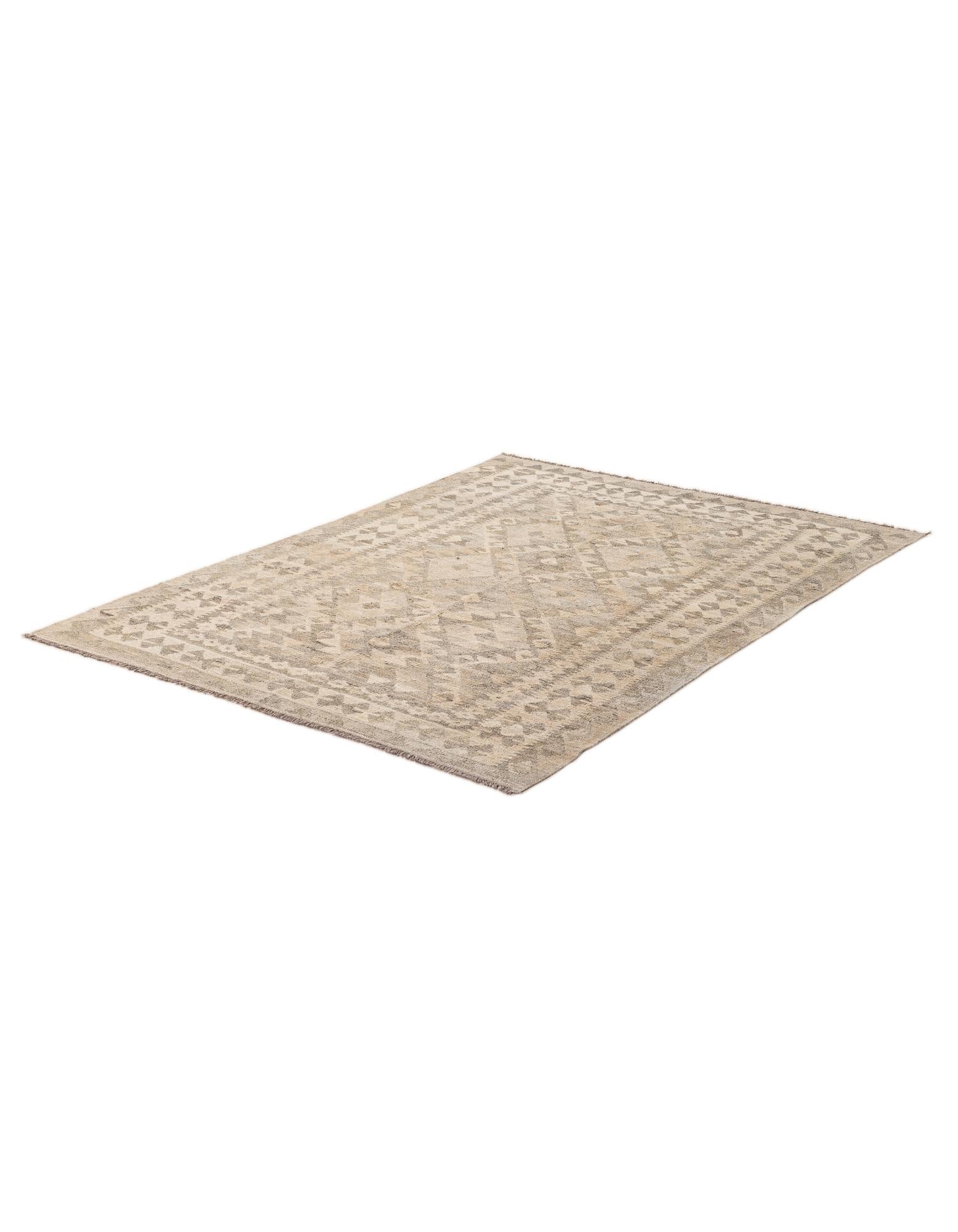 4' 10 x 6' 10 Hand Woven Kilim Maymana Wool Rug