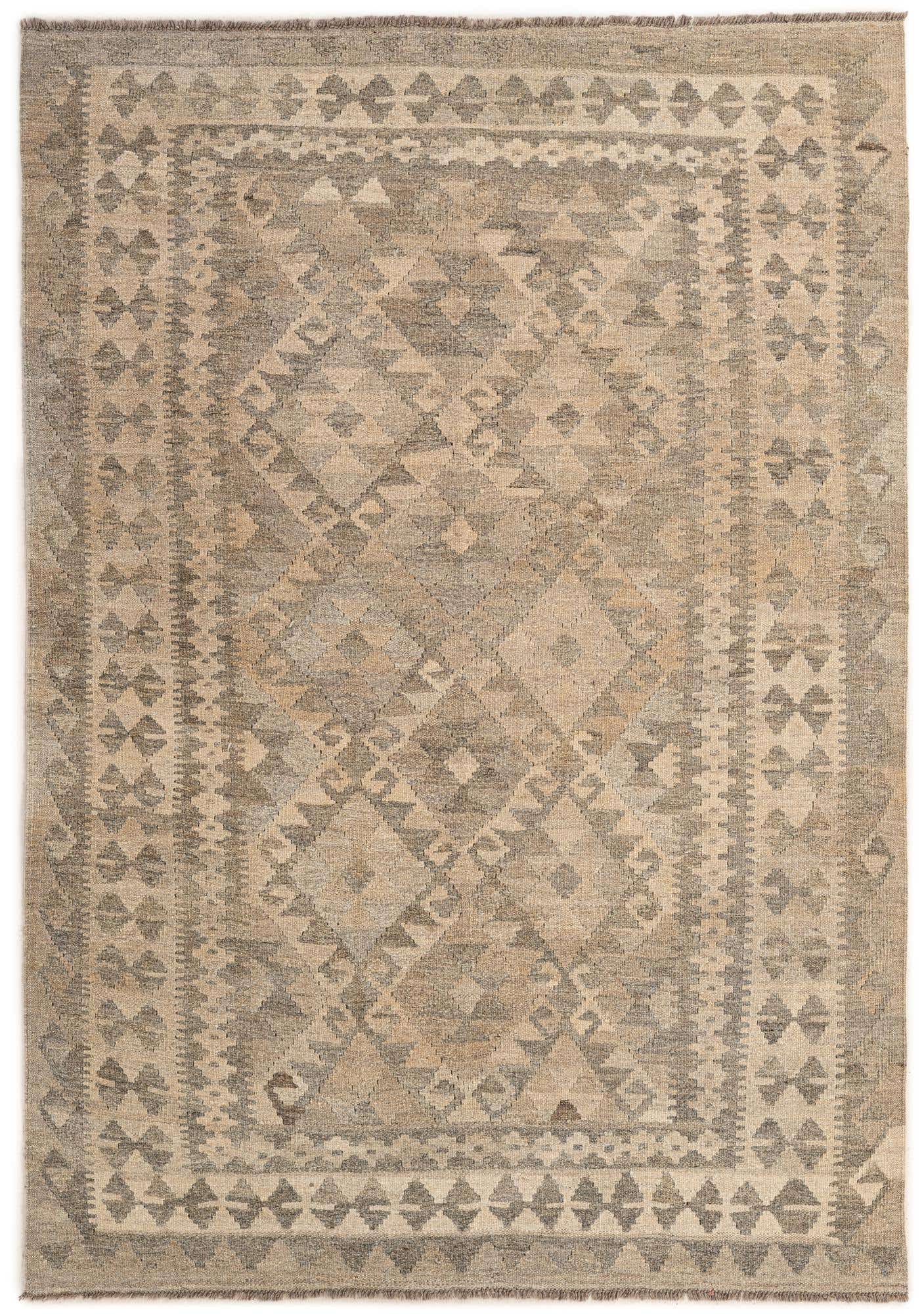 4' 10 x 6' 10 Hand Woven Kilim Maymana Wool Rug