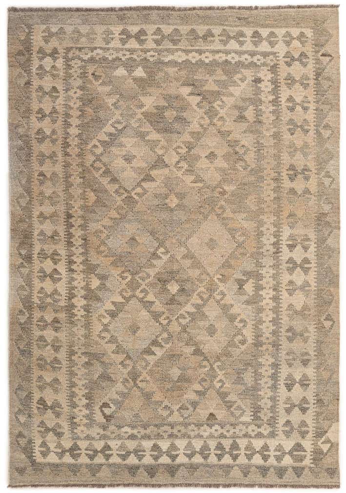 4' 10 x 6' 10 Hand Woven Kilim Maymana Wool Rug