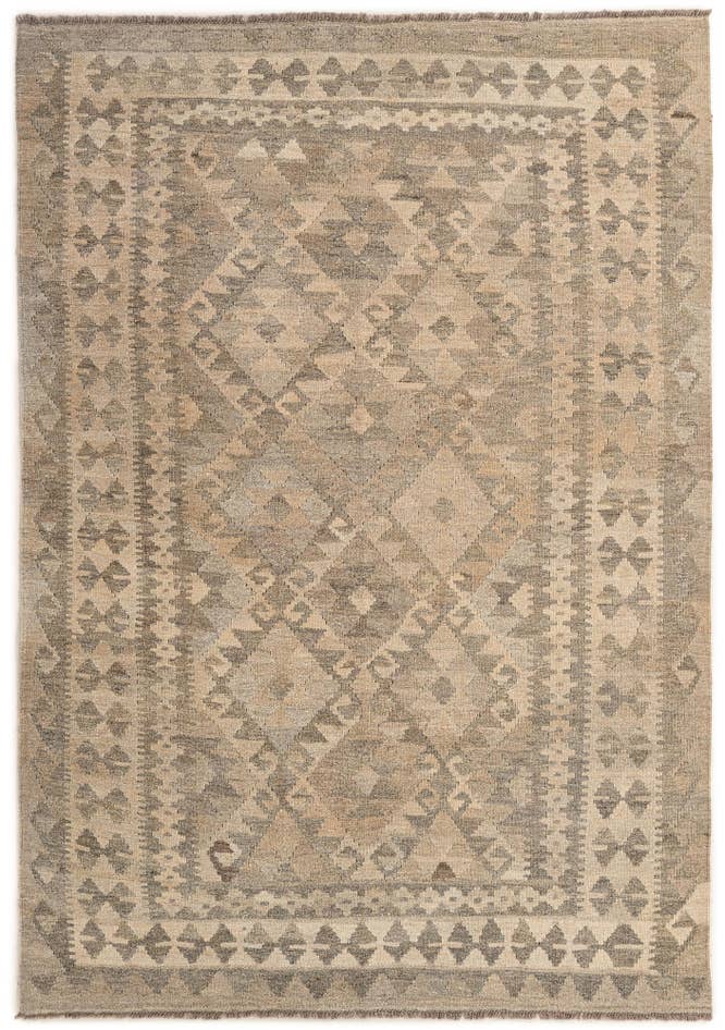 Detail image of 4' 10 x 6' 10 Hand Woven Kilim Maymana Wool Rug