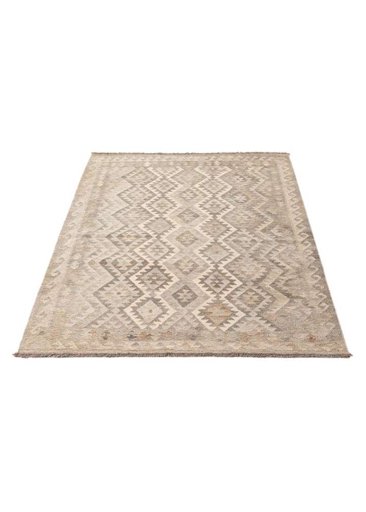 4' 11 x 6' 10 Hand Woven Kilim Maymana Wool Rug