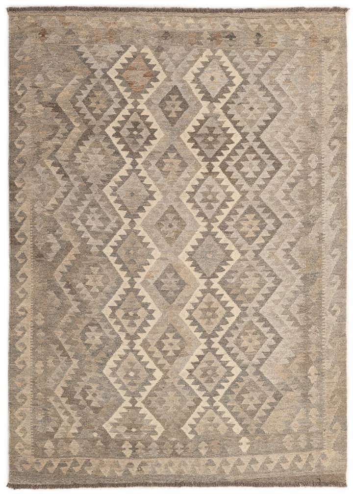 4' 11 x 6' 10 Hand Woven Kilim Maymana Wool Rug