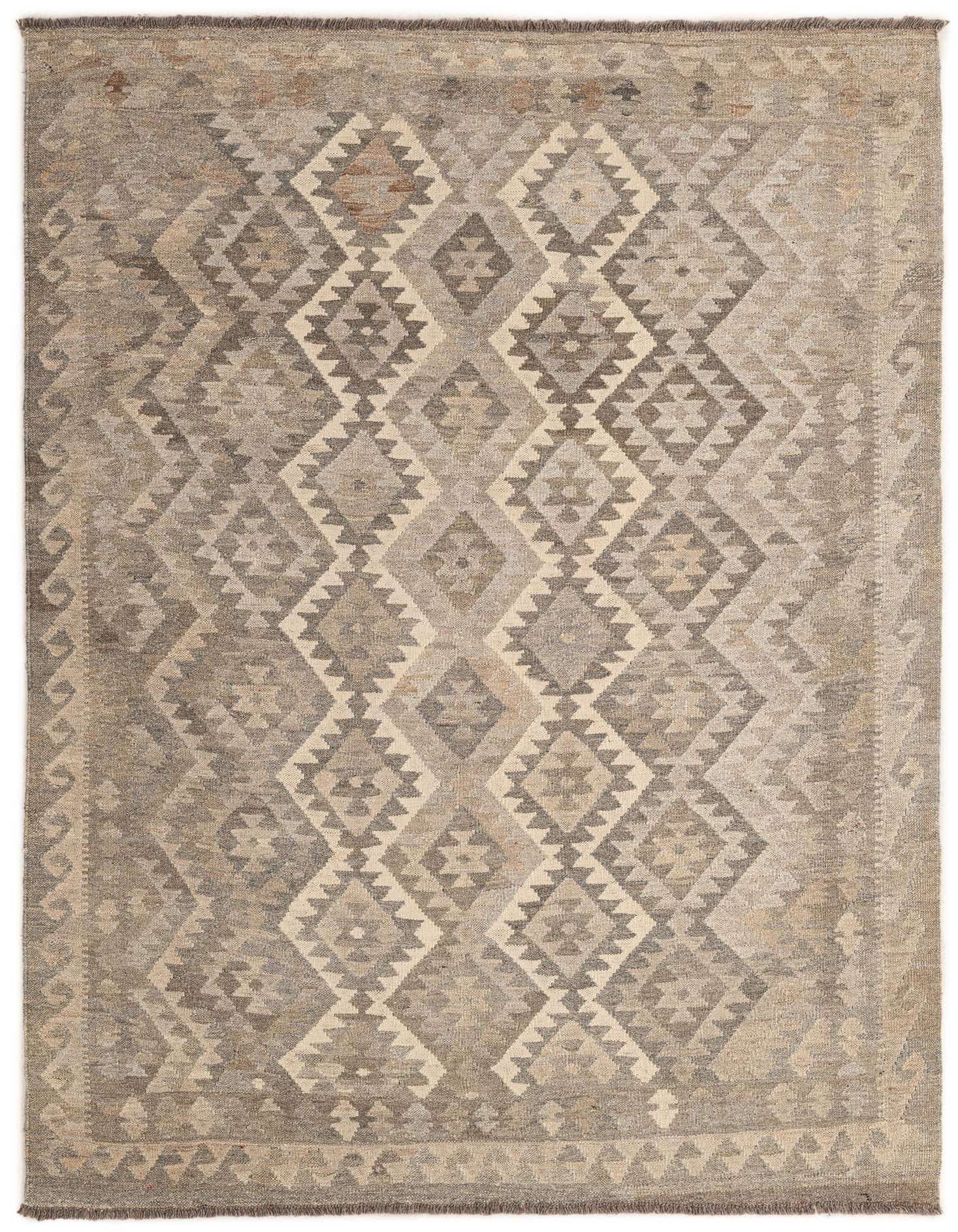 4' 11 x 6' 10 Hand Woven Kilim Maymana Wool Rug