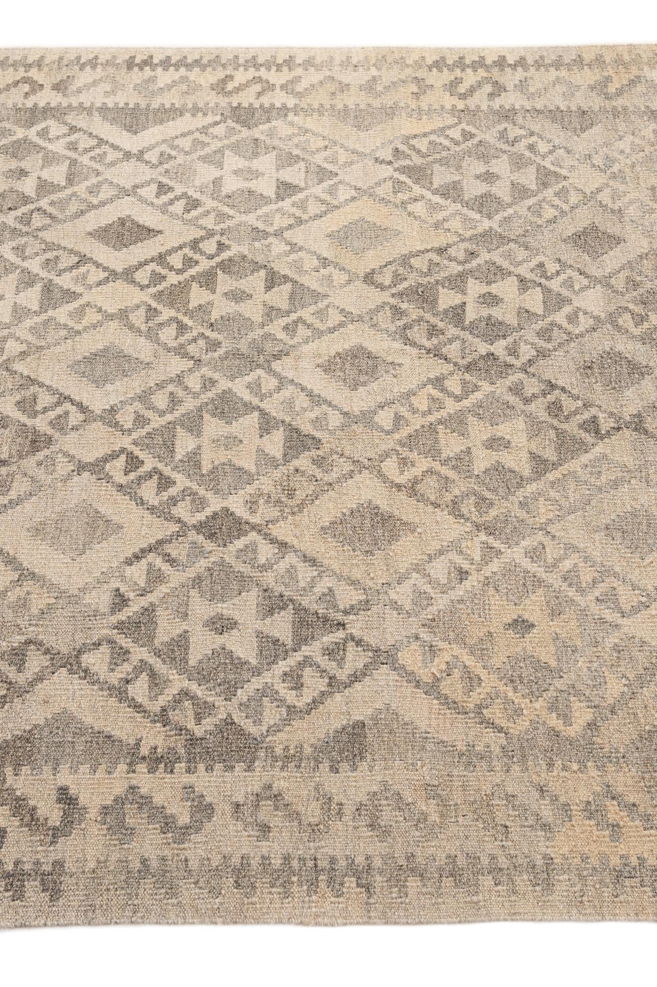 5' 2 x 6' 5 Hand Woven Kilim Maymana Wool Rug