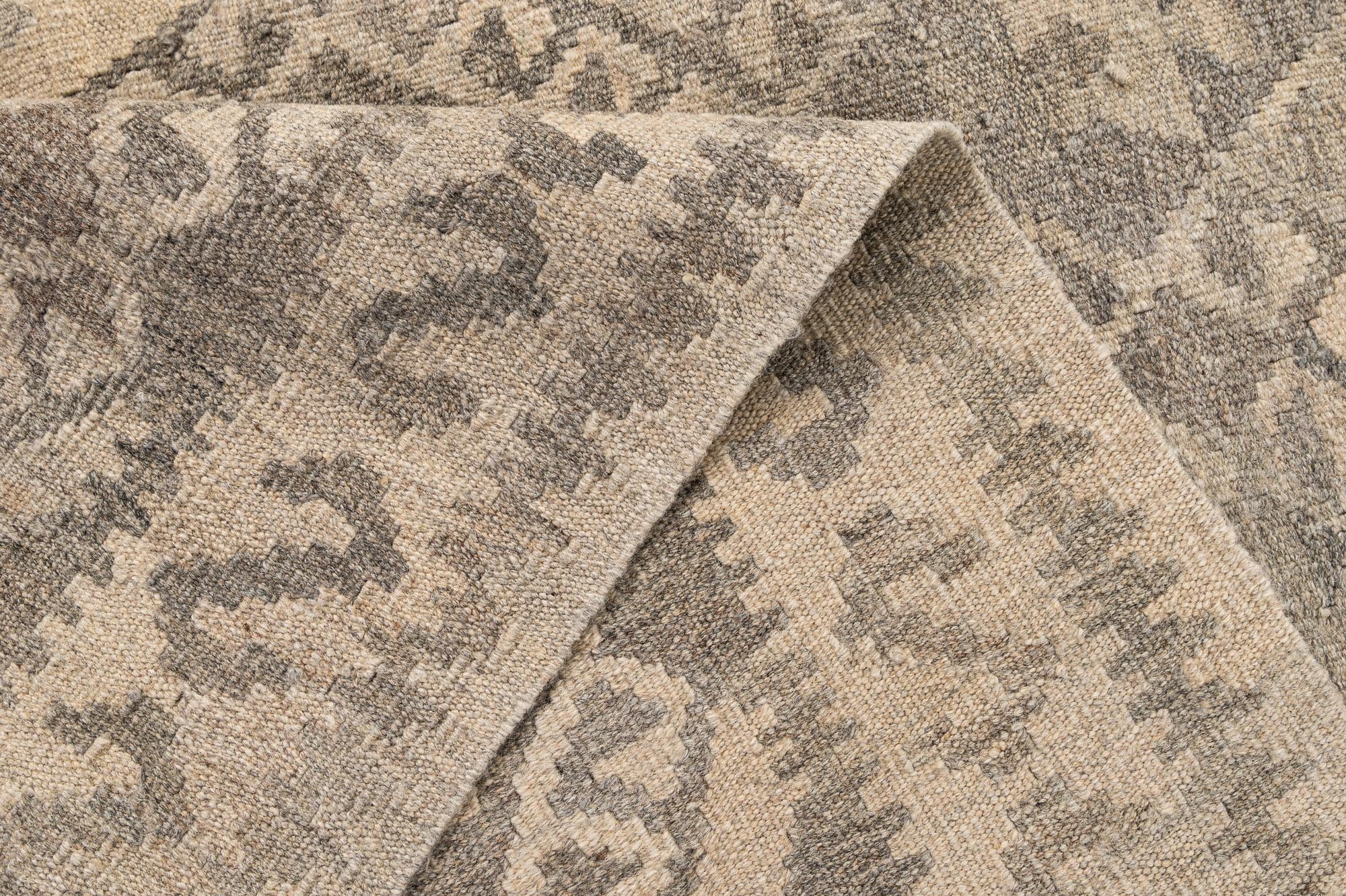 5' 2 x 6' 5 Hand Woven Kilim Maymana Wool Rug