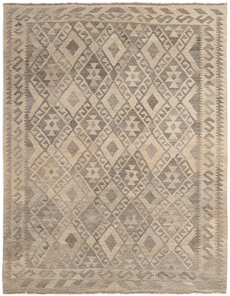 Detail image of 5' 2 x 6' 5 Hand Woven Kilim Maymana Wool Rug