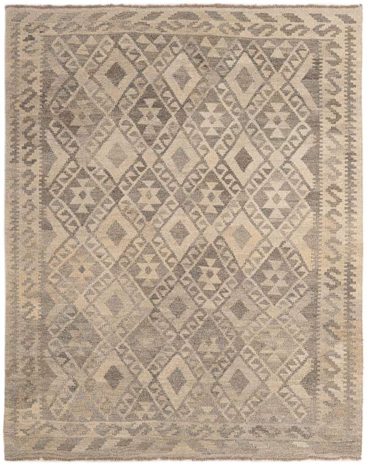 5' 2 x 6' 5 Hand Woven Kilim Maymana Wool Rug