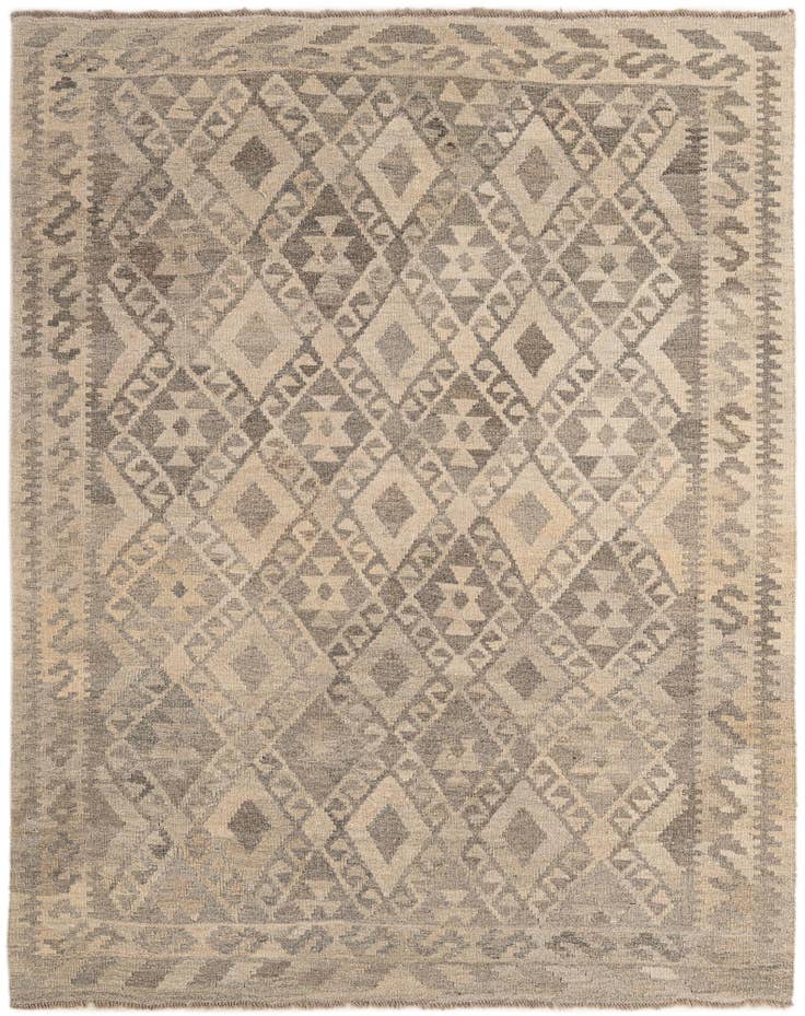 Detail image of 5' 2 x 6' 5 Hand Woven Kilim Maymana Wool Rug