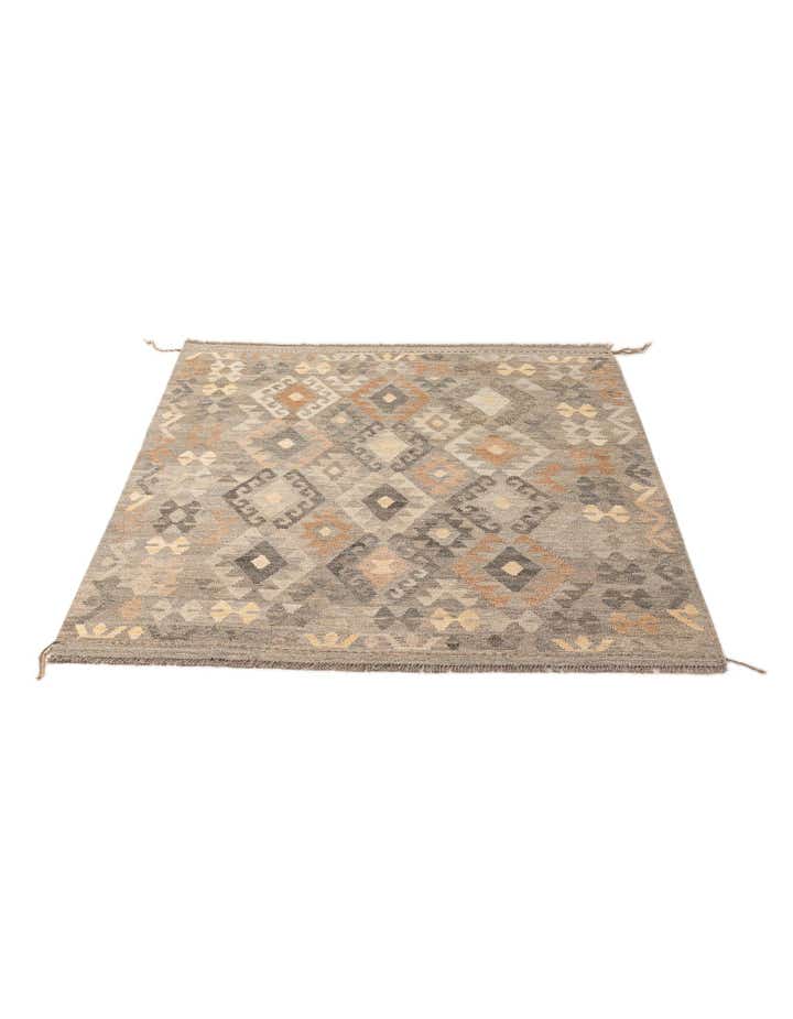 5' 2 x 6' 3 Hand Woven Kilim Maymana Wool Rug