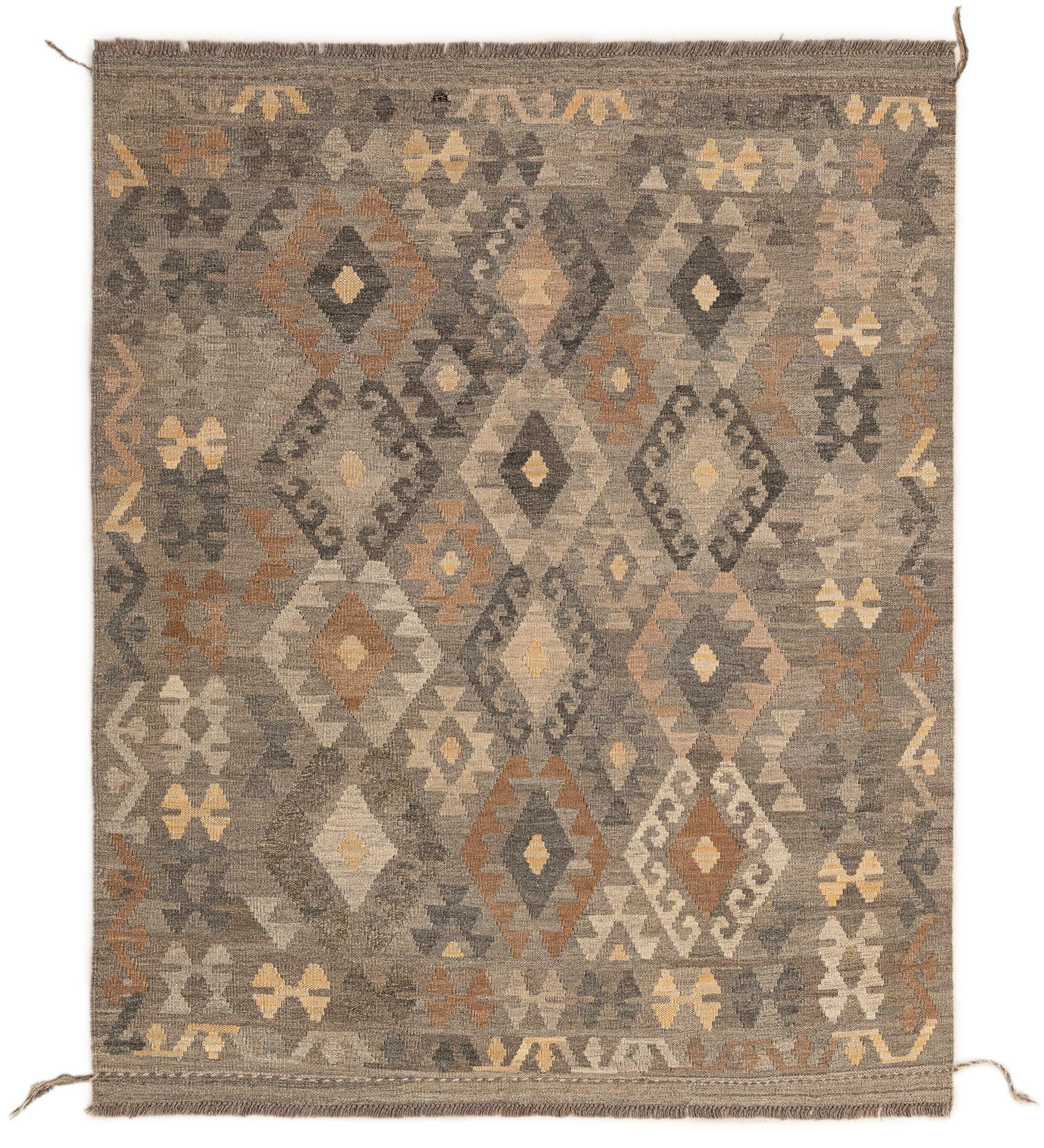 5' 2 x 6' 3 Hand Woven Kilim Maymana Wool Rug
