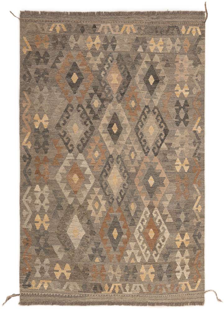 5' 2 x 6' 3 Hand Woven Kilim Maymana Wool Rug