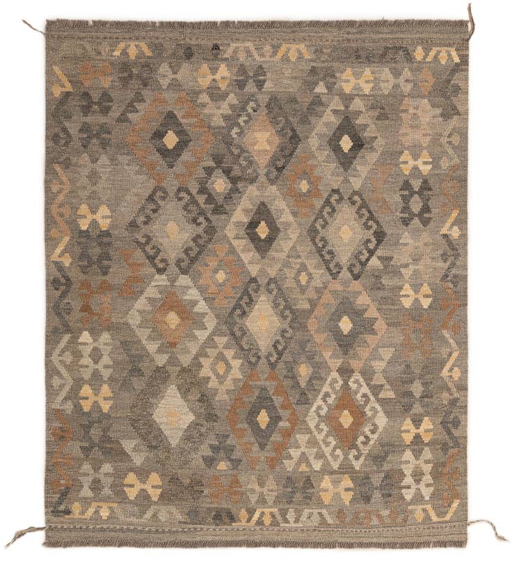 Detail image of 5' 2 x 6' 3 Hand Woven Kilim Maymana Wool Rug
