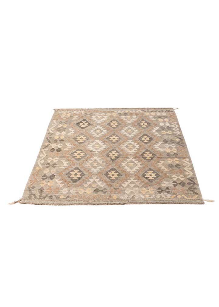 5' 2 x 6' 3 Hand Woven Kilim Maymana Wool Rug