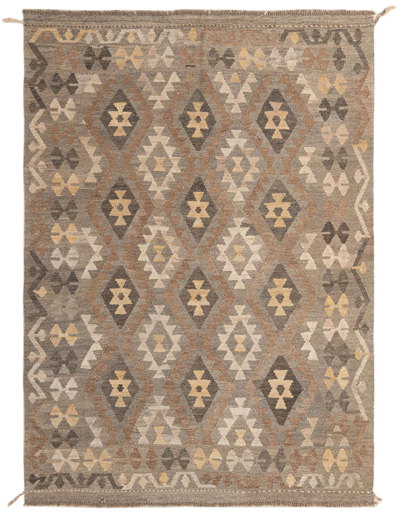 5' 2 x 6' 3 Hand Woven Kilim Maymana Wool Rug