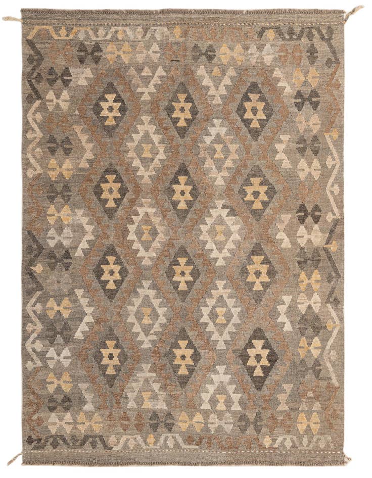 Detail image of 5' 2 x 6' 3 Hand Woven Kilim Maymana Wool Rug
