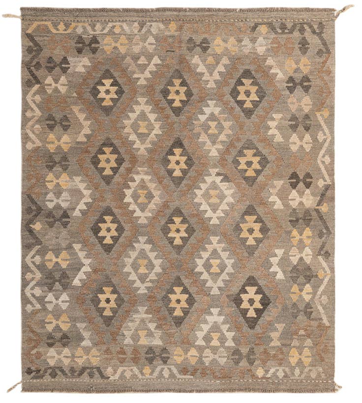 Detail image of 5' 2 x 6' 3 Hand Woven Kilim Maymana Wool Rug
