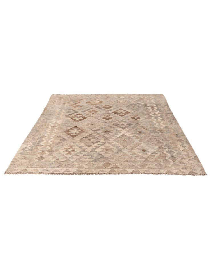Detail image of 5' 2 x 6' 3 Hand Woven Kilim Maymana Wool Rug