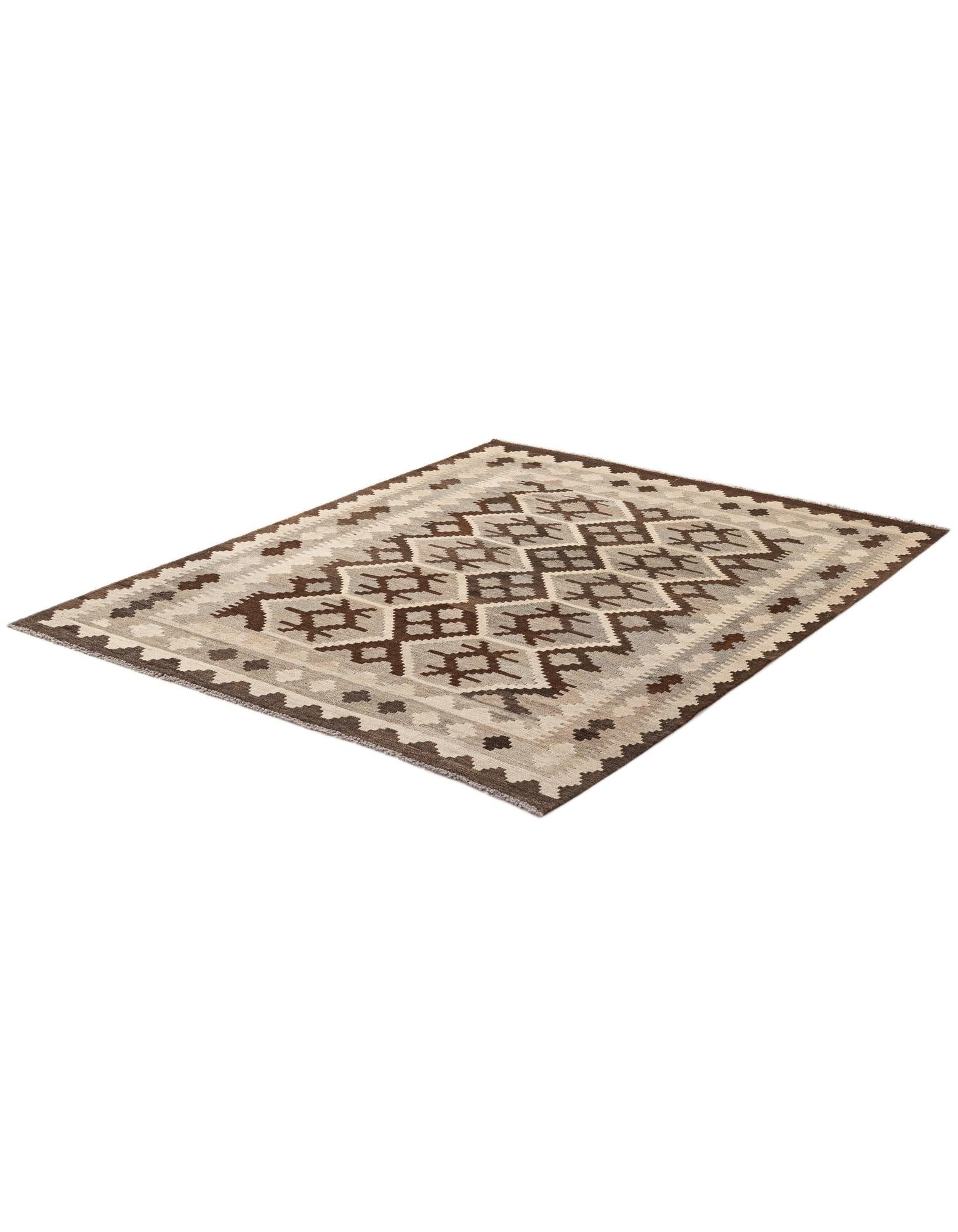 5' 2 x 6' 5 Hand Woven Kilim Maymana Wool Rug
