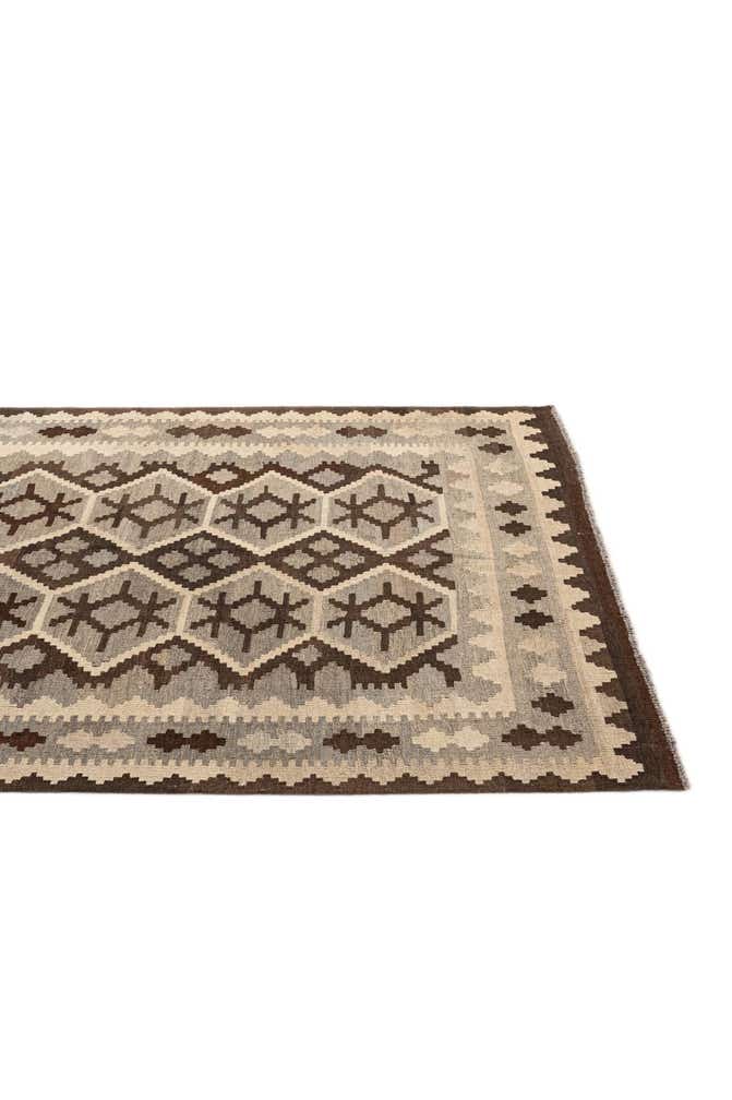 5' 2 x 6' 5 Hand Woven Kilim Maymana Wool Rug