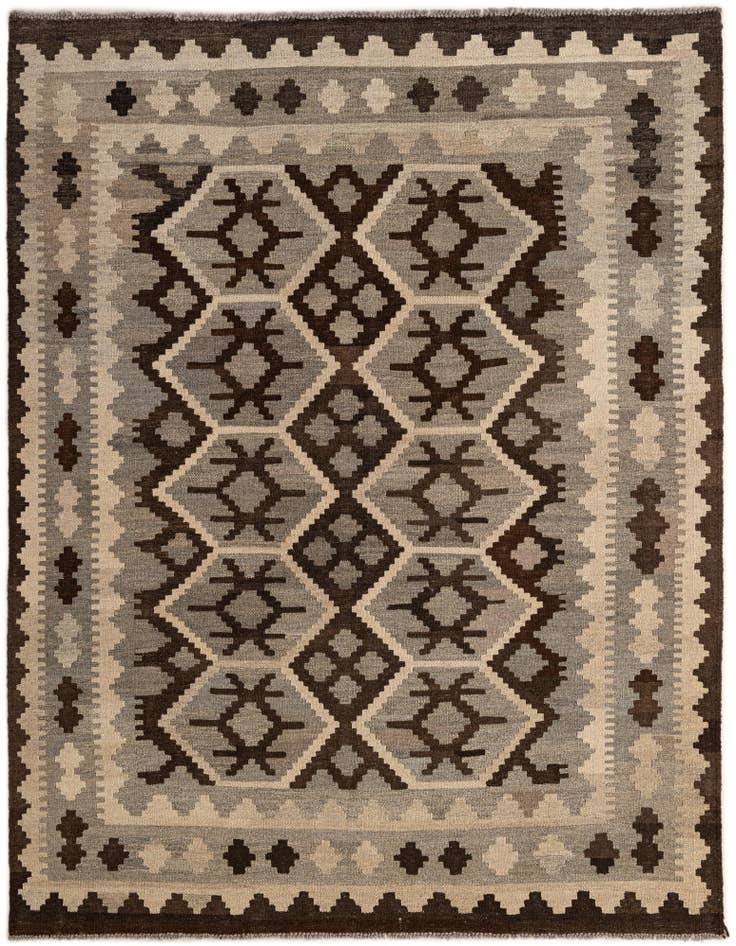 Detail image of 5' 2 x 6' 5 Hand Woven Kilim Maymana Wool Rug