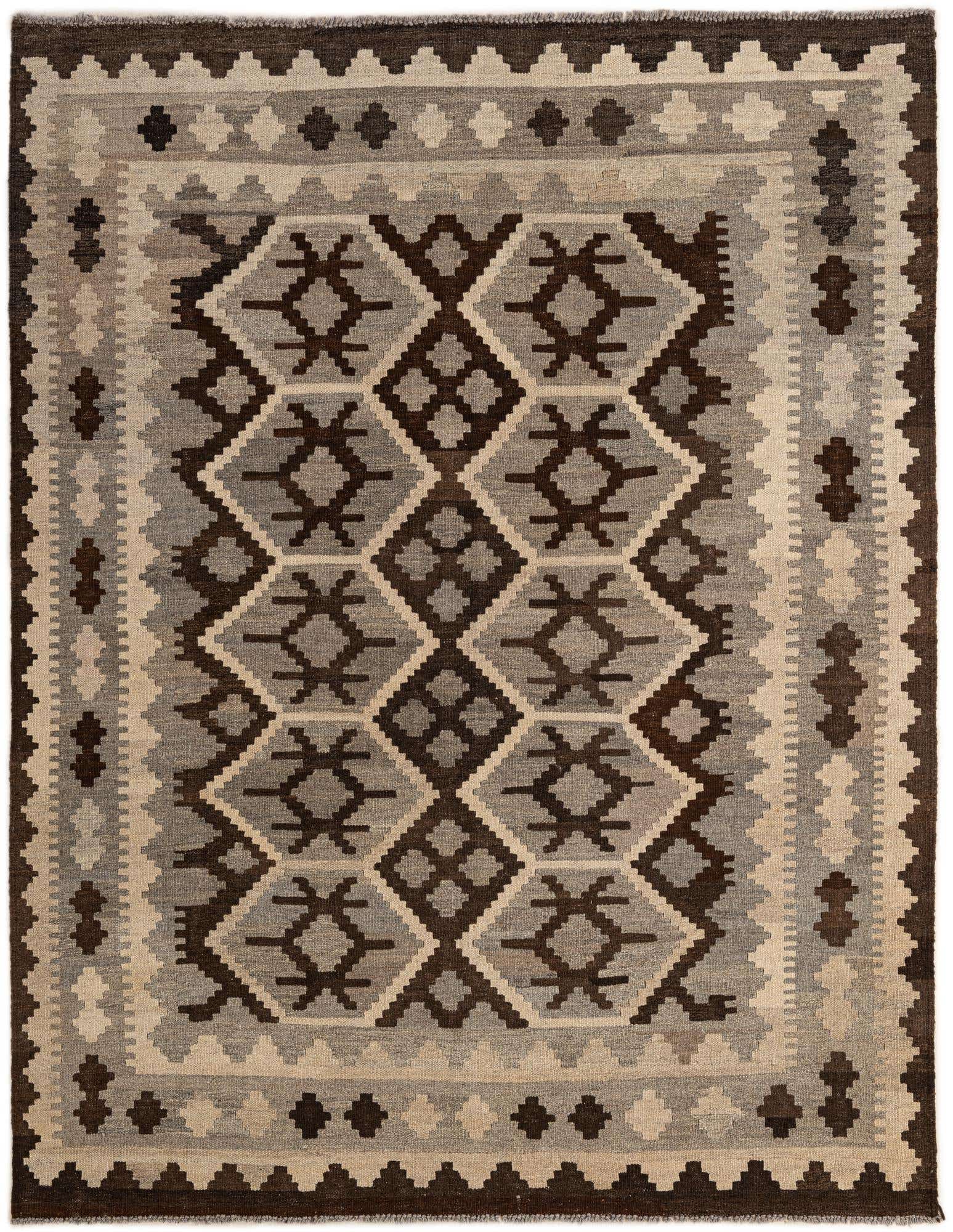 5' 2 x 6' 5 Hand Woven Kilim Maymana Wool Rug