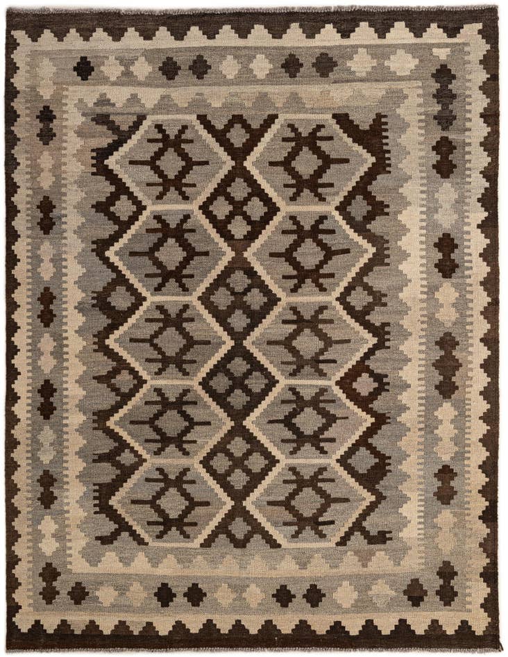 Detail image of 5' 2 x 6' 5 Hand Woven Kilim Maymana Wool Rug