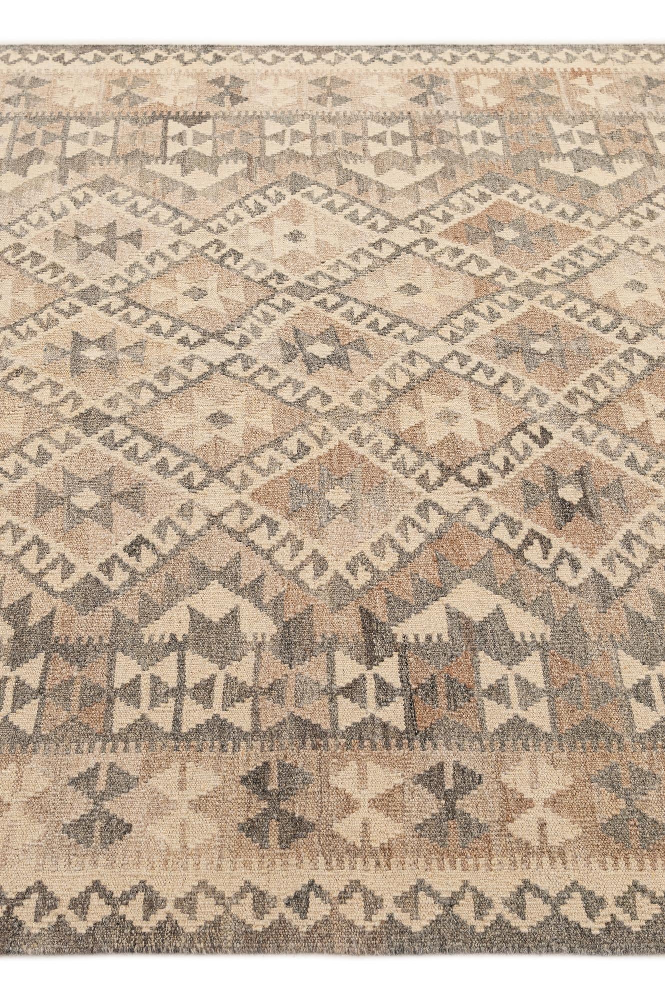 5' 4 x 6' 7 Hand Woven Kilim Maymana Wool Rug