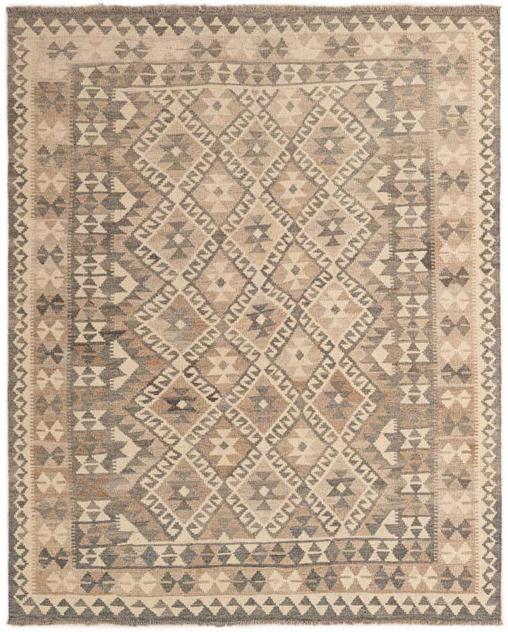5' 4 x 6' 7 Hand Woven Kilim Maymana Wool Rug
