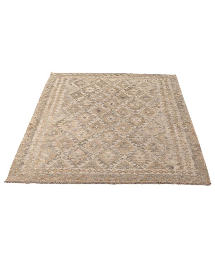 Detail image of 5' 1 x 6' 10 Hand Woven Kilim Maymana Wool Rug