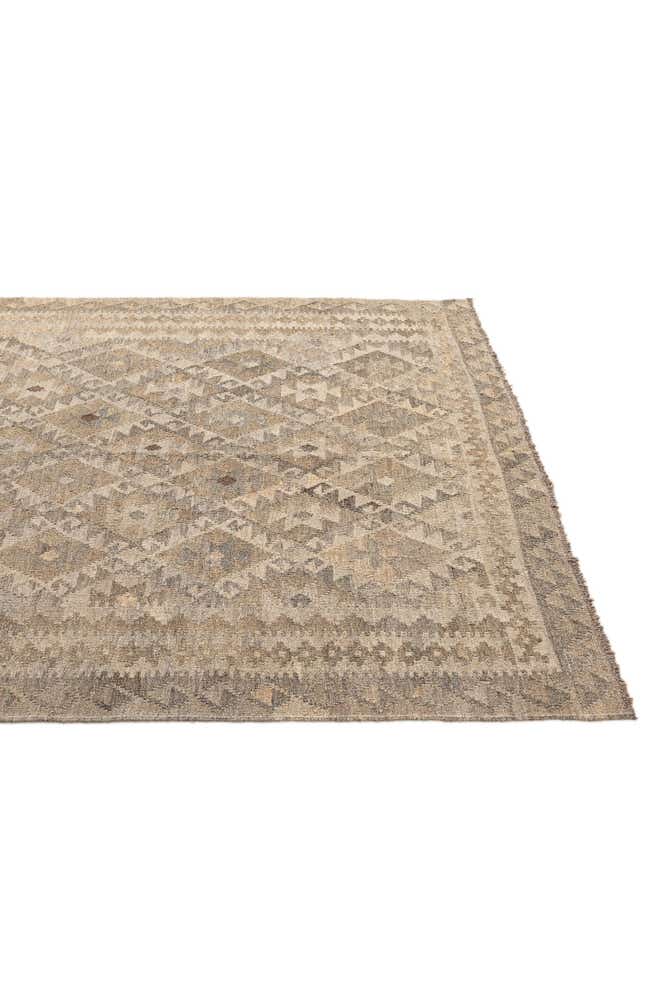 5' 1 x 6' 10 Hand Woven Kilim Maymana Wool Rug