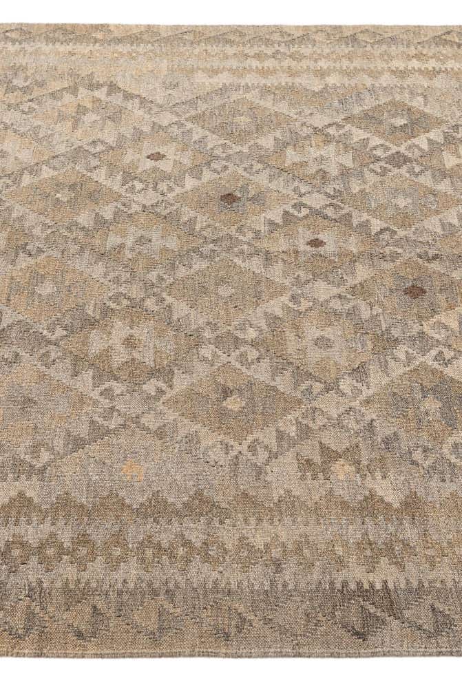 5' 1 x 6' 10 Hand Woven Kilim Maymana Wool Rug
