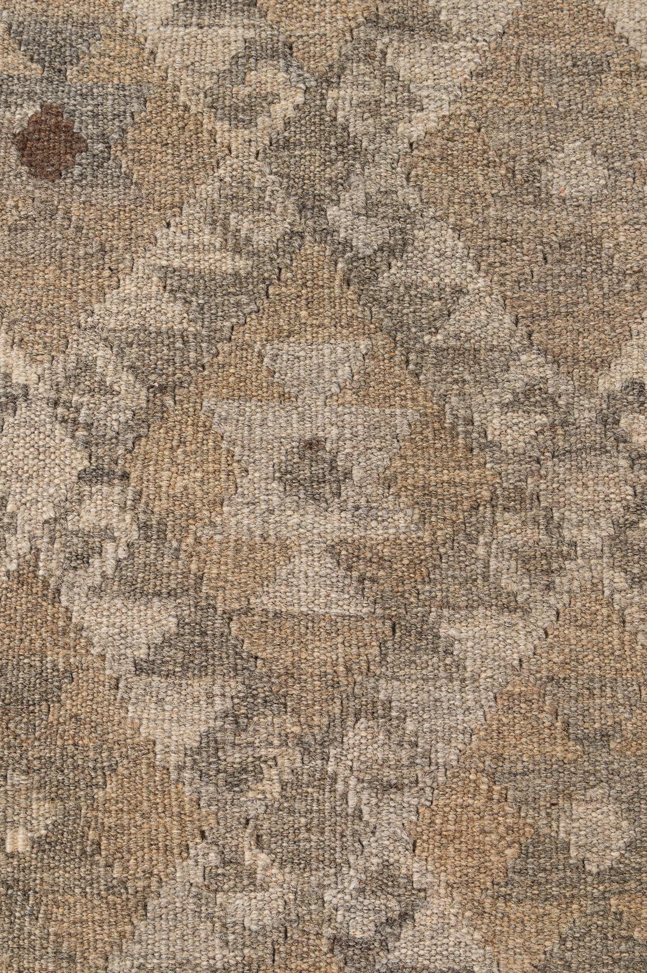 5' 1 x 6' 10 Hand Woven Kilim Maymana Wool Rug