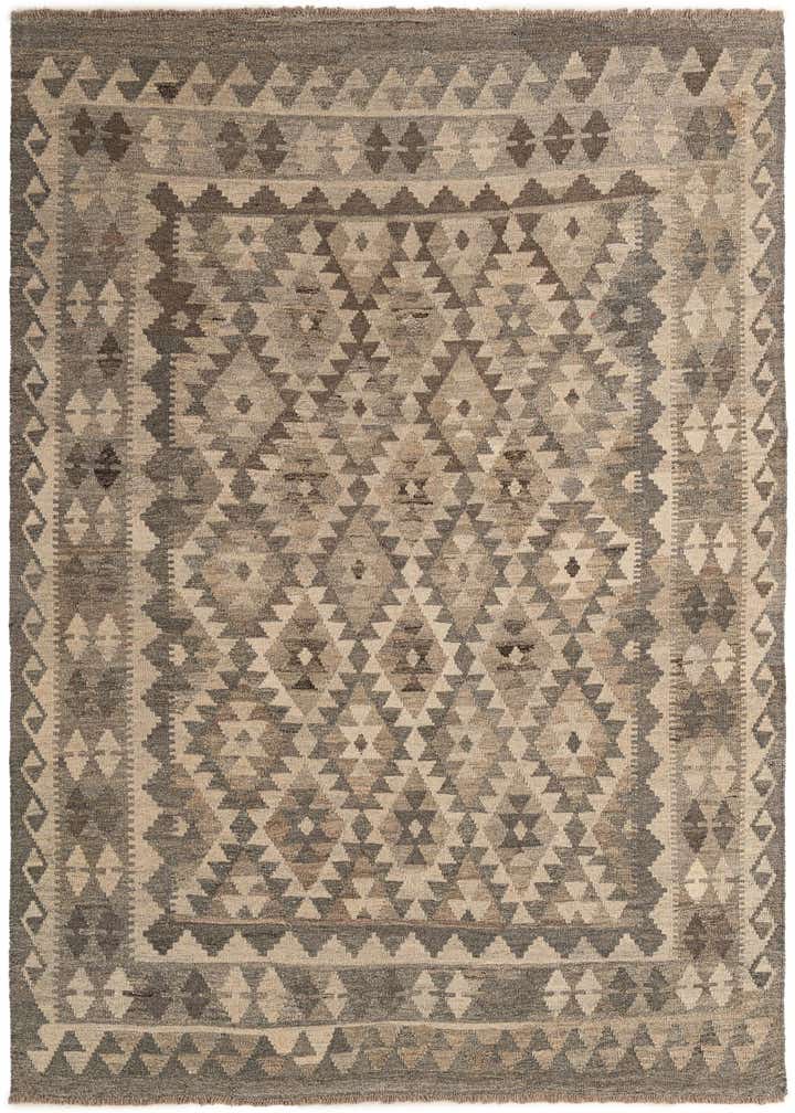 5' 4 x 6' 8 Hand Woven Kilim Maymana Wool Rug