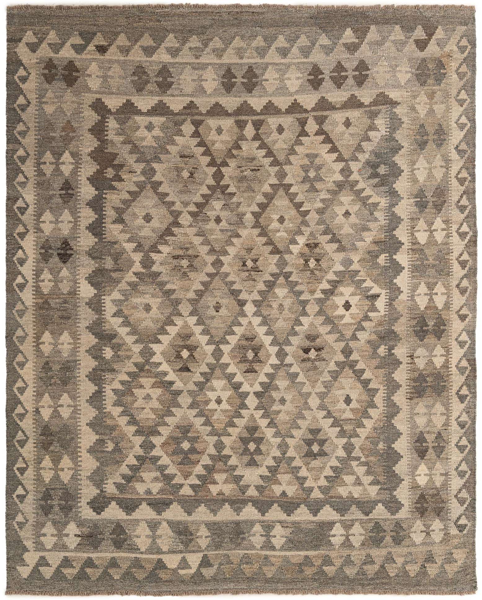 5' 4 x 6' 8 Hand Woven Kilim Maymana Wool Rug