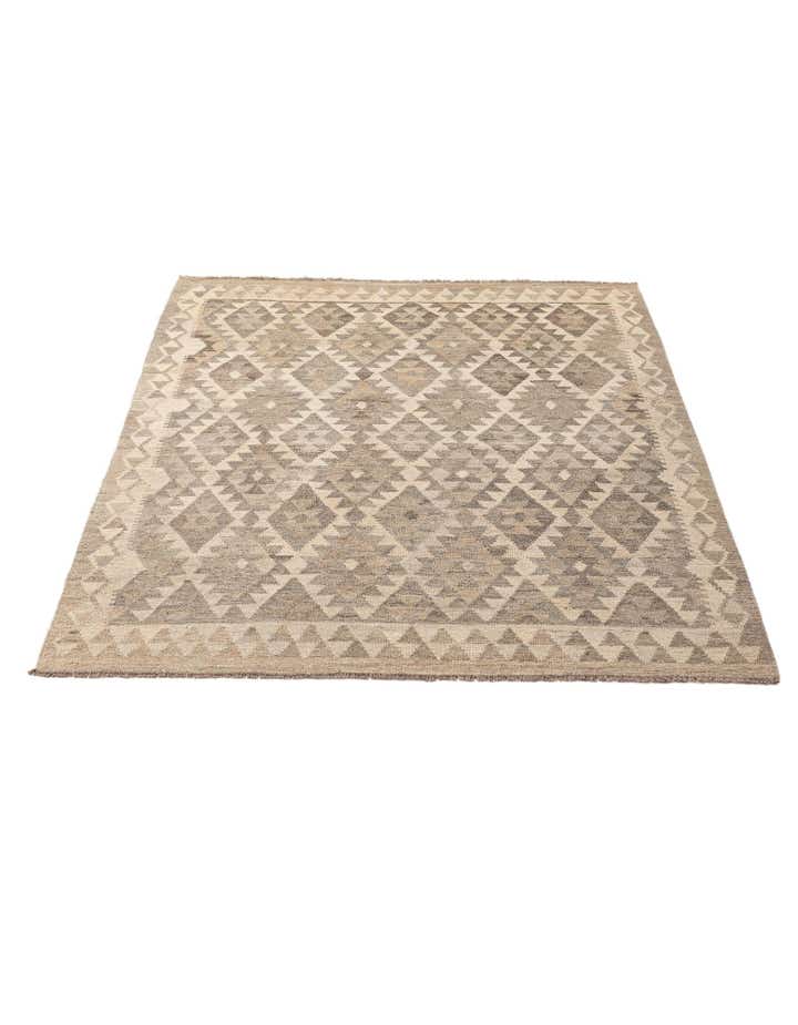 5' 1 x 6' 6 Hand Woven Kilim Maymana Wool Rug