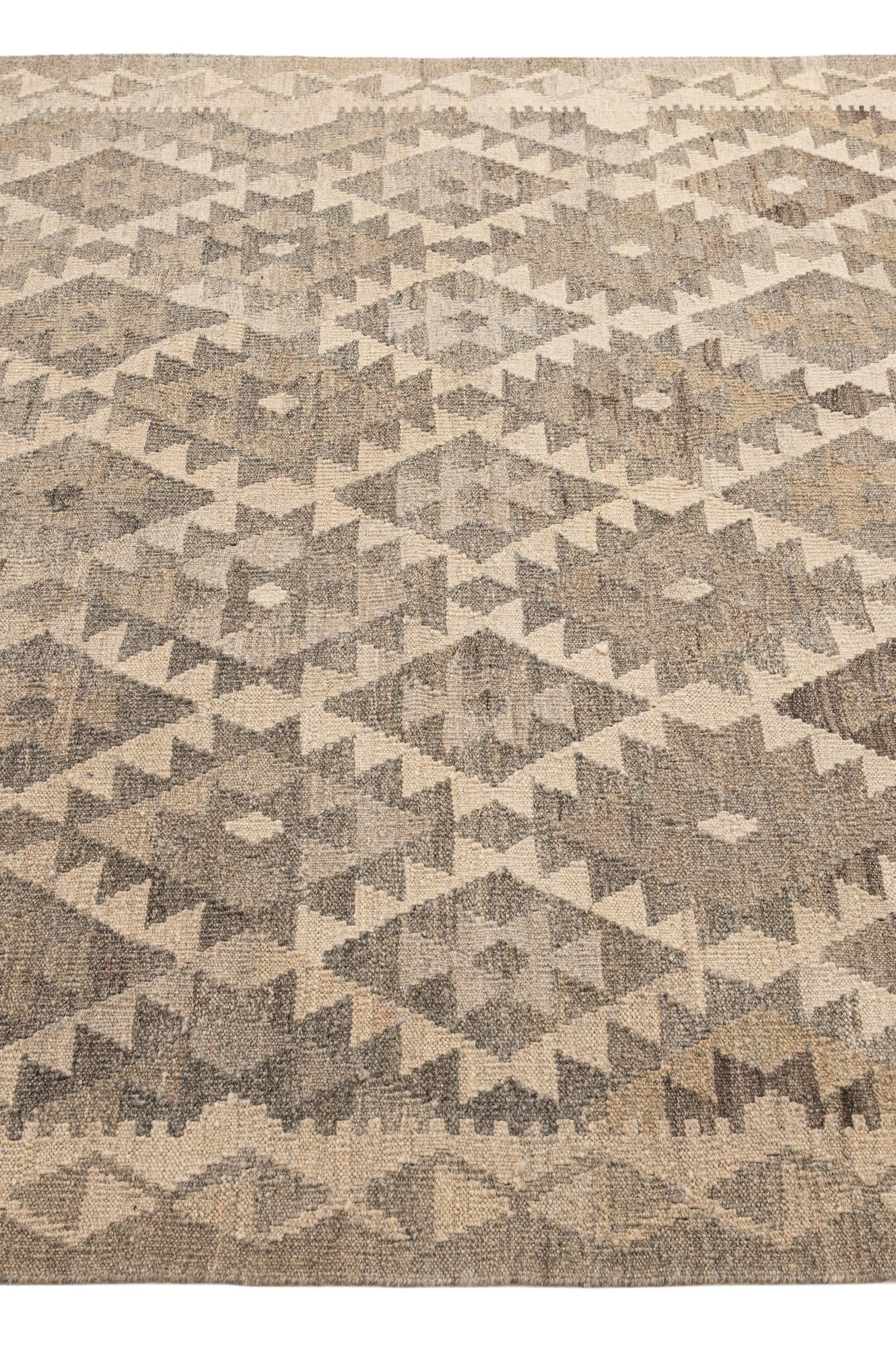 5' 1 x 6' 6 Hand Woven Kilim Maymana Wool Rug