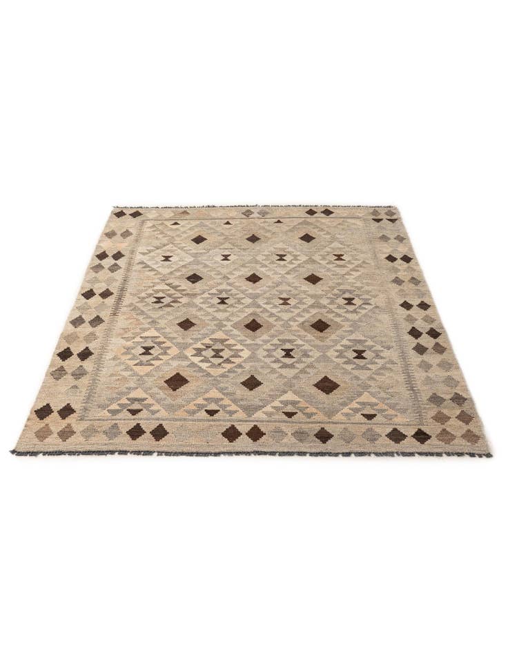 Detail image of 5' 3 x 6' 7 Hand Woven Kilim Maymana Wool Rug